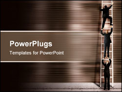 PowerPoint Template - three business people climbing the corporate ladder, montage