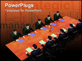 PowerPoint Template - On 3d image two group of businessmans on informal business meeting