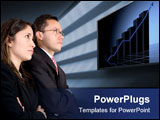 PowerPoint Template - business partners looking for success on a business graph showing a big growth