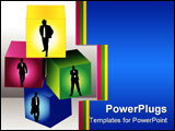 PowerPoint Template - business man in red yellow blue green cubes