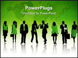 PowerPoint Template - Illustration of people silhouettes and shadow green