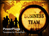 PowerPoint Template - Business team on a grunge background with a magnifier