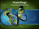 PowerPoint Template - butterfly with a world map on the wings isolated on white background
