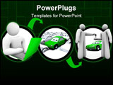 PowerPoint Template - A diagram of a person browsing on a laptop searching for cars and making a purchase