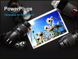 PowerPoint Template - camera and lense on black showing photographer still life