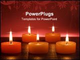 PowerPoint Template - orange christmas candles on red background close up