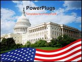 PowerPoint Template - Outdoor view of US Capitol in Washington DC with beautiful blue sky in background
