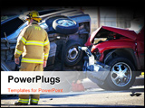 PowerPoint Template - car accident with emergency people investigating the scene