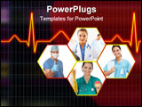PowerPoint Template - Cardiogram illustration with grid background. Health care
