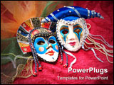 PowerPoint Template - Carnival masks and accessories on fabric background