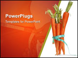 PowerPoint Template - Carrots tied up with a tape measure with white background