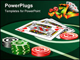PowerPoint Template - Illustration of casino table with chips and playing cards