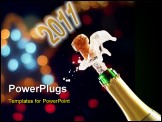 PowerPoint Template - Popping champagne cork for the 2011 year