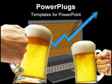 PowerPoint Template - beer toasting in front of monitor showing success
