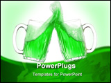 PowerPoint Template - Pair of green beer glasses making a toast. St. Patrick