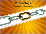 PowerPoint Template - Individuality. Steel chain with golden link isolated on white background. High quality 3d render.