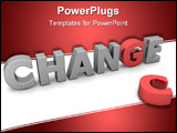 PowerPoint Template - glossy grey word CHANGE with the red letter G and a laying red letter C