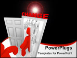 PowerPoint Template - A line of people step through the change doorway and become transformed