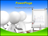 PowerPoint Template - 3D little human characters X3 during a Presentation on a Flip Chart. Business People series