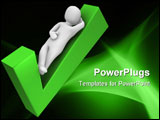 PowerPoint Template - Man laying on check mark. 3d rendered illustration.