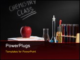 PowerPoint Template - Chemistry class concept with red apple on pile of books and chemical solution