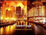 PowerPoint Template - Chicago at night as seen from the State Street bridge near the House of Blues. Taken December 8th