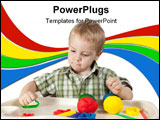 PowerPoint Template - happy child playing with plasticine colorful balls