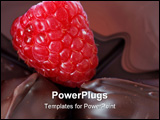 PowerPoint Template - Single red raspberry surrounded by dark chocolate