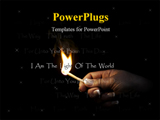PowerPoint Template - hand holding a flaming match, which lights religious christian words.