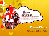 PowerPoint Template - Christmas frame with decorative Christmas elements and funny snowman