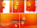 PowerPoint Template - Set orange backgrounds with new year decorations. Vector illustration.