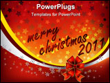 PowerPoint Template - Christmas greeting with red bow on stars background
