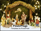 PowerPoint Template - christmas nativity set under the christmas tree