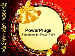 PowerPoint Template - Vector illustration of Merry Christmas wreath with bells