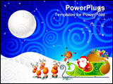 PowerPoint Template - cartoon illustration with santa his sleigh and his reindeer