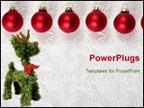 PowerPoint Template - red christmas ornaments on white swirl background