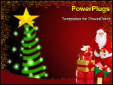 PowerPoint Template - Happy Christmas Santa with gifts. Over white background