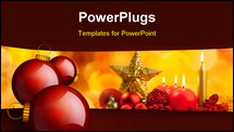PowerPoint Template - Christmas golden star with red candles on bokeh lights background [Photo Illustration]