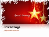 PowerPoint Template - Christmas background gift garb for the festive occasion in shades of red with two golden stars and an underlying wavy line pattern