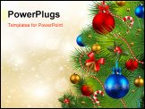 PowerPoint Template - christmas background with red, golden and blue baubles on christmas tree