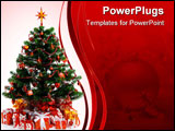 PowerPoint Template - Decorated Christmas tree isolated on white background