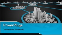 PowerPoint Template - render of several connected cities in a network