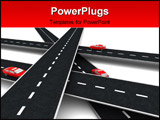 PowerPoint Template - 3d illustration of roads cross with cars on it