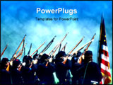 PowerPoint Template - Union line preparing to volley fire Civil War battle reenactment
