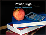 PowerPoint Template - Apple and a calculator on a stack of hardcover books.