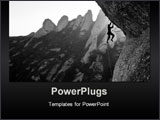 PowerPoint Template - a rock climber stuggles to hold on