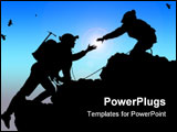 PowerPoint Template - Two mountaineers climbing a mountain at dawn