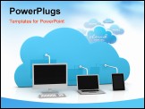 PowerPoint Template - digital devices connected to a cloud