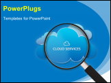 PowerPoint Template - Magnifying Glass with Clouds on white background