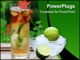 PowerPoint Template - Mojito cocktail with lime, ice and mint leaves